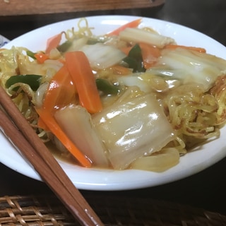 カタ焼きそばの野菜あんかけ